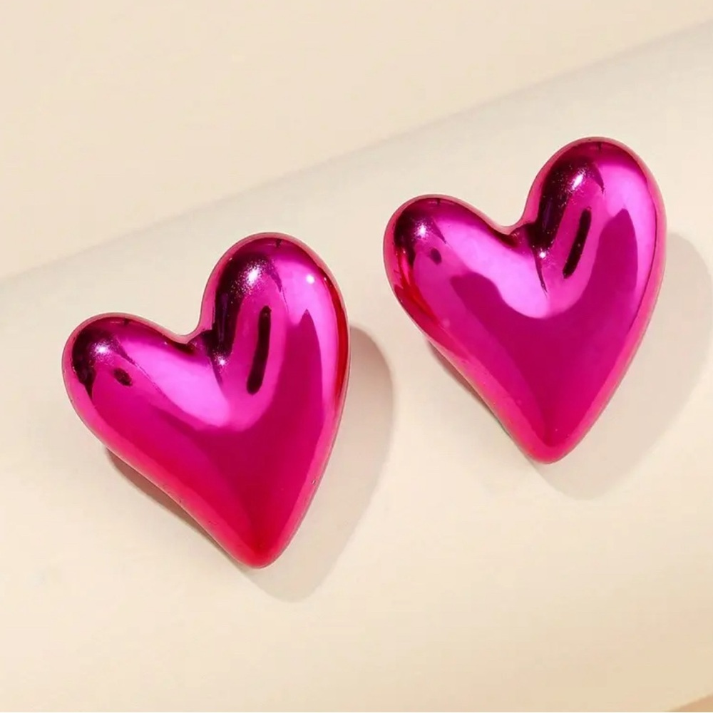 Pink Heart Stud Earrings